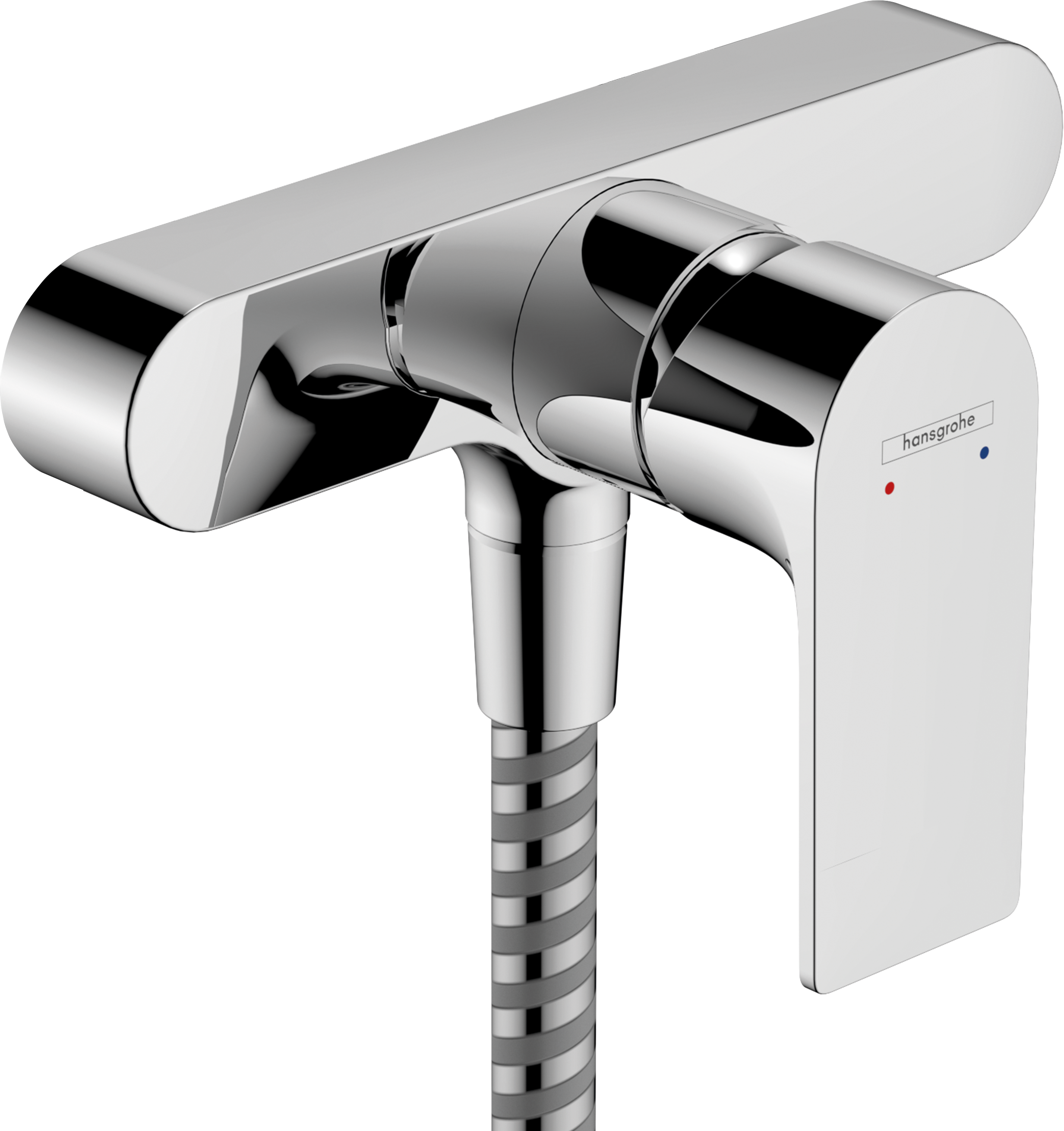 Single lever shower mixer for exposed installation with centre distance 15.3 cm