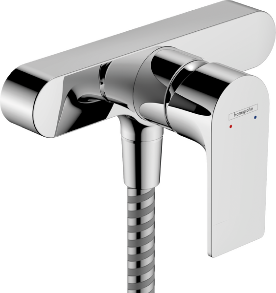 Single lever shower mixer for exposed installation with centre distance 15.3 cm