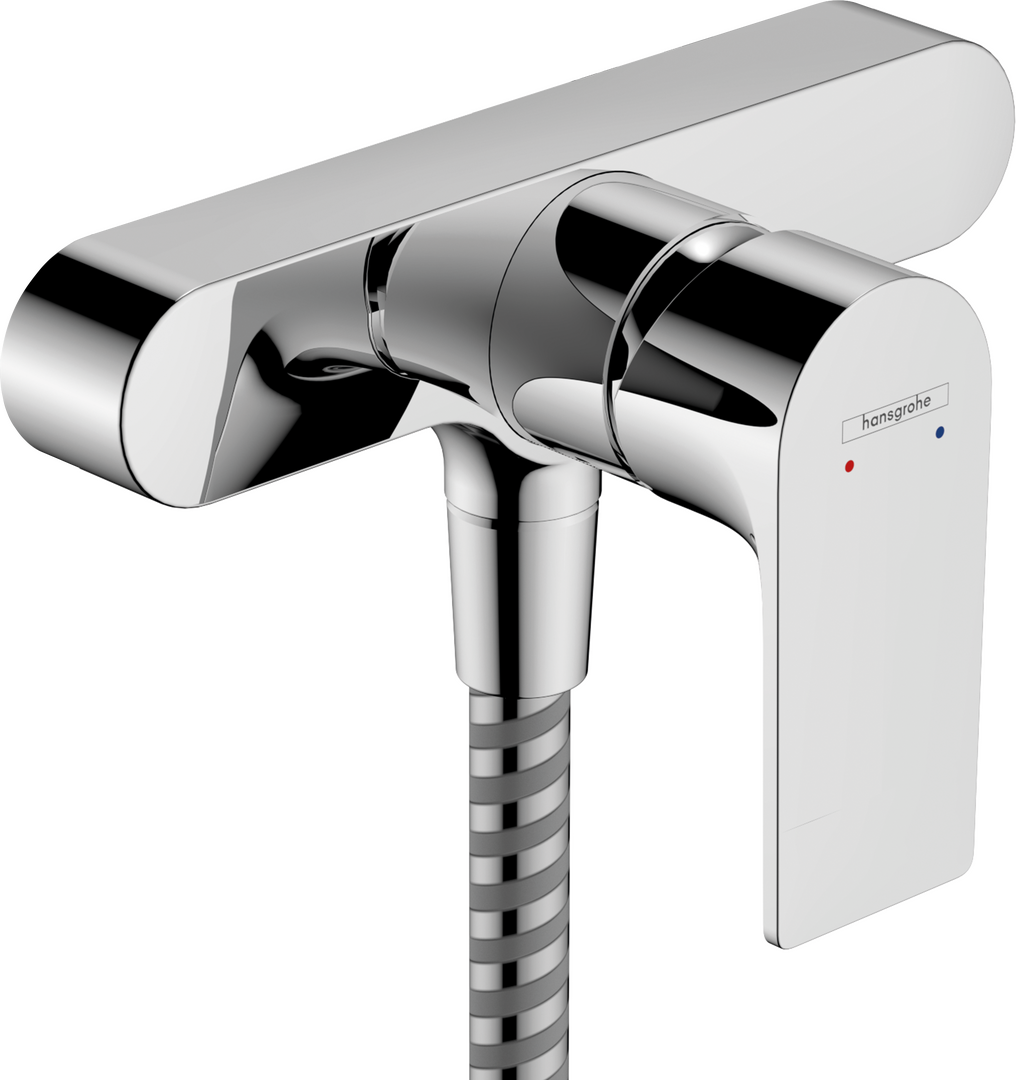 Single lever shower mixer for exposed installation with centre distance 15.3 cm