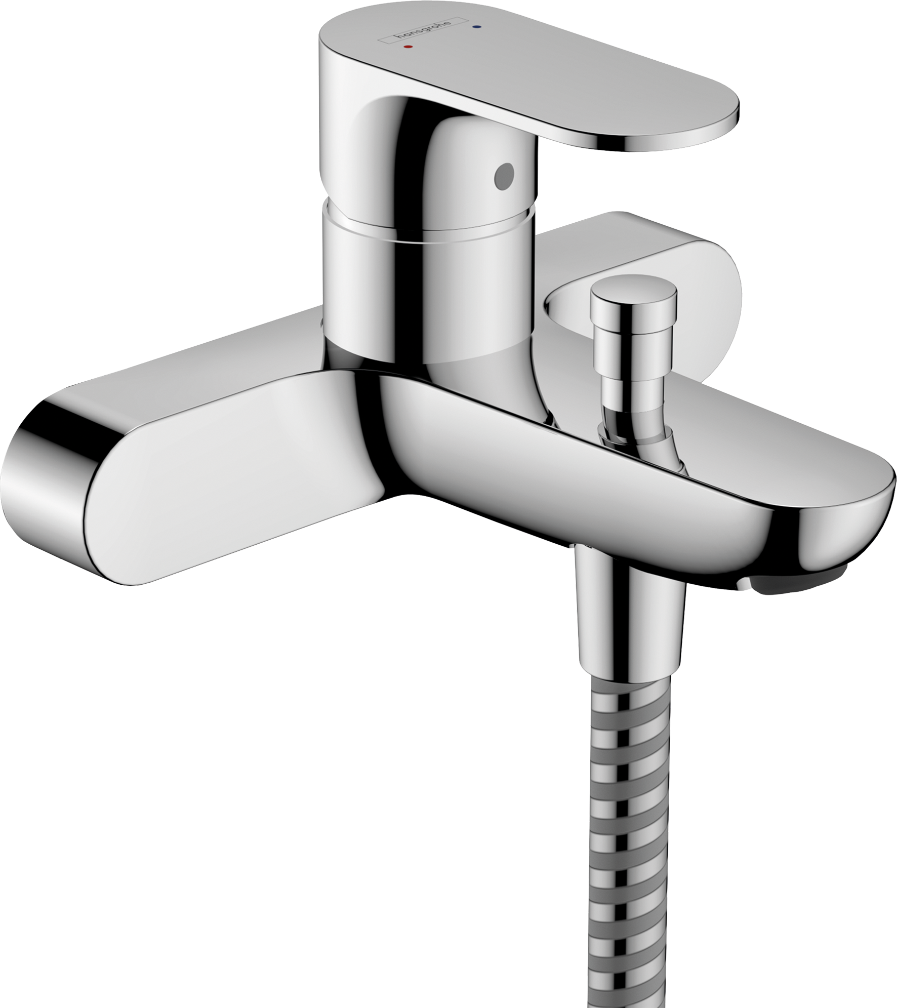 Single lever bath mixer for exposed installation with centre distance 15.3 cm