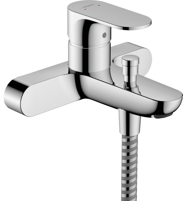 Single lever bath mixer for exposed installation with centre distance 15.3 cm