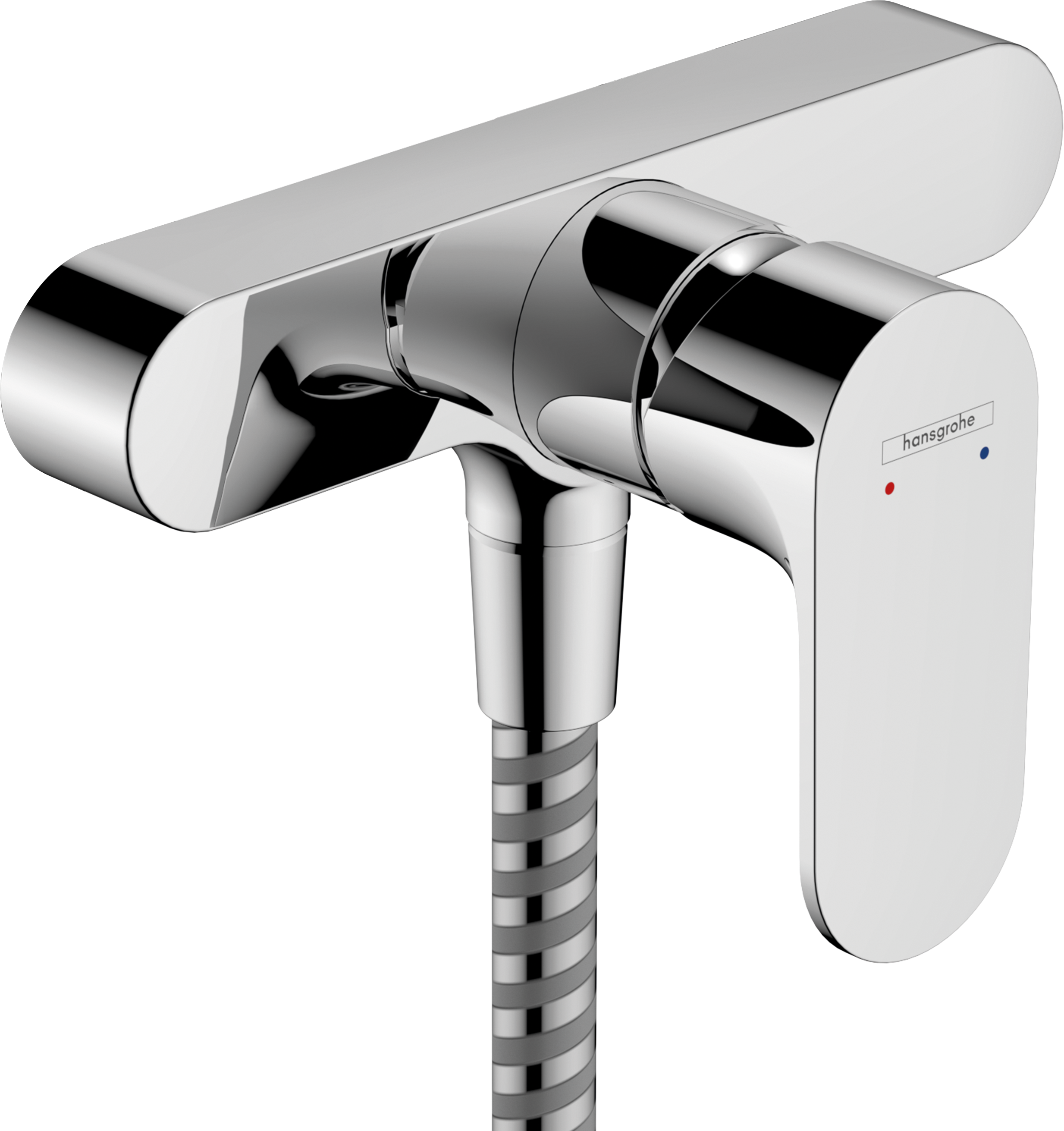 Single lever shower mixer for exposed installation with centre distance 15.3 cm