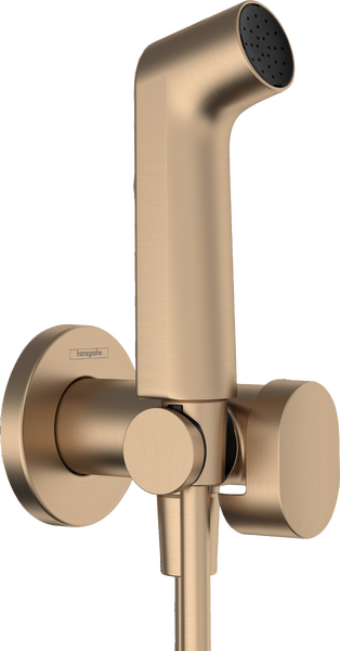 Douchette bidette 1jet S EcoSmart avec robinet d'arrêt, support et flexible de douche 125cm, Encastré Bronze brossé