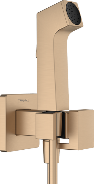 Douchette bidette 1jet EcoSmart avec robinet d'arrêt, support et flexible de douche 125cm, Encastré Bronze brossé