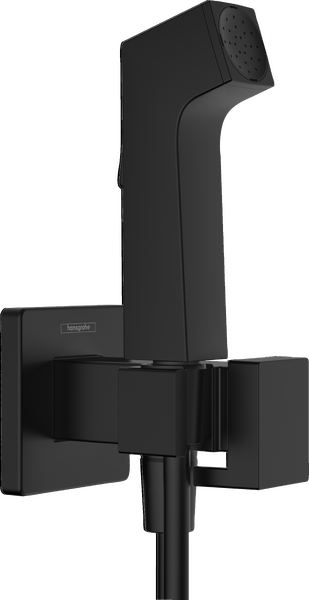 Douchette bidette 1jet EcoSmart avec robinet d'arrêt, support et flexible de douche 125cm, Encastré Noir mat