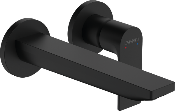 Mitigeur lavabo encastré dans le mur avec bec 20.5 cm Matt Black