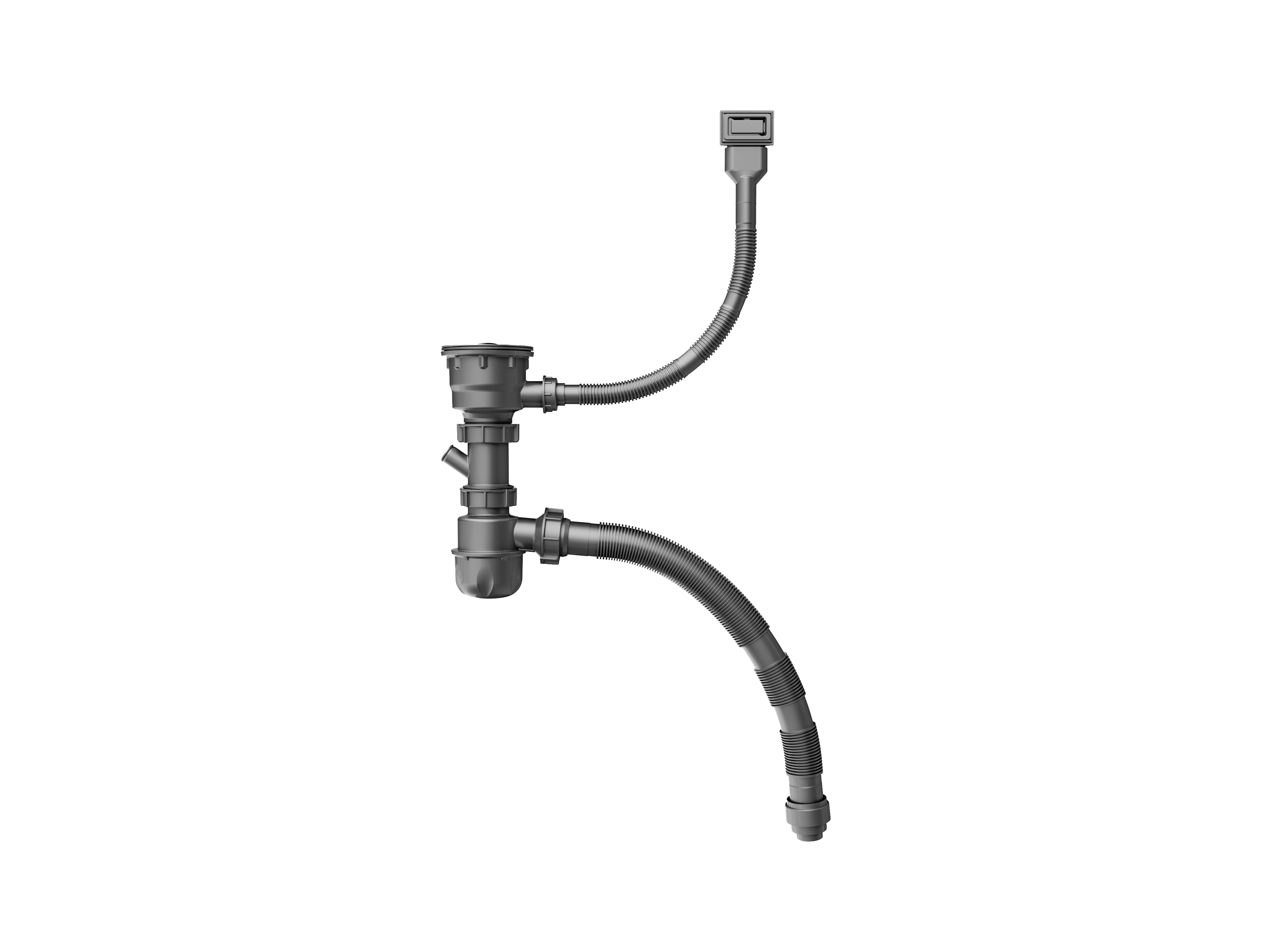 D19-10 单槽手动下水和溢水组件，带洗碗机排水接口