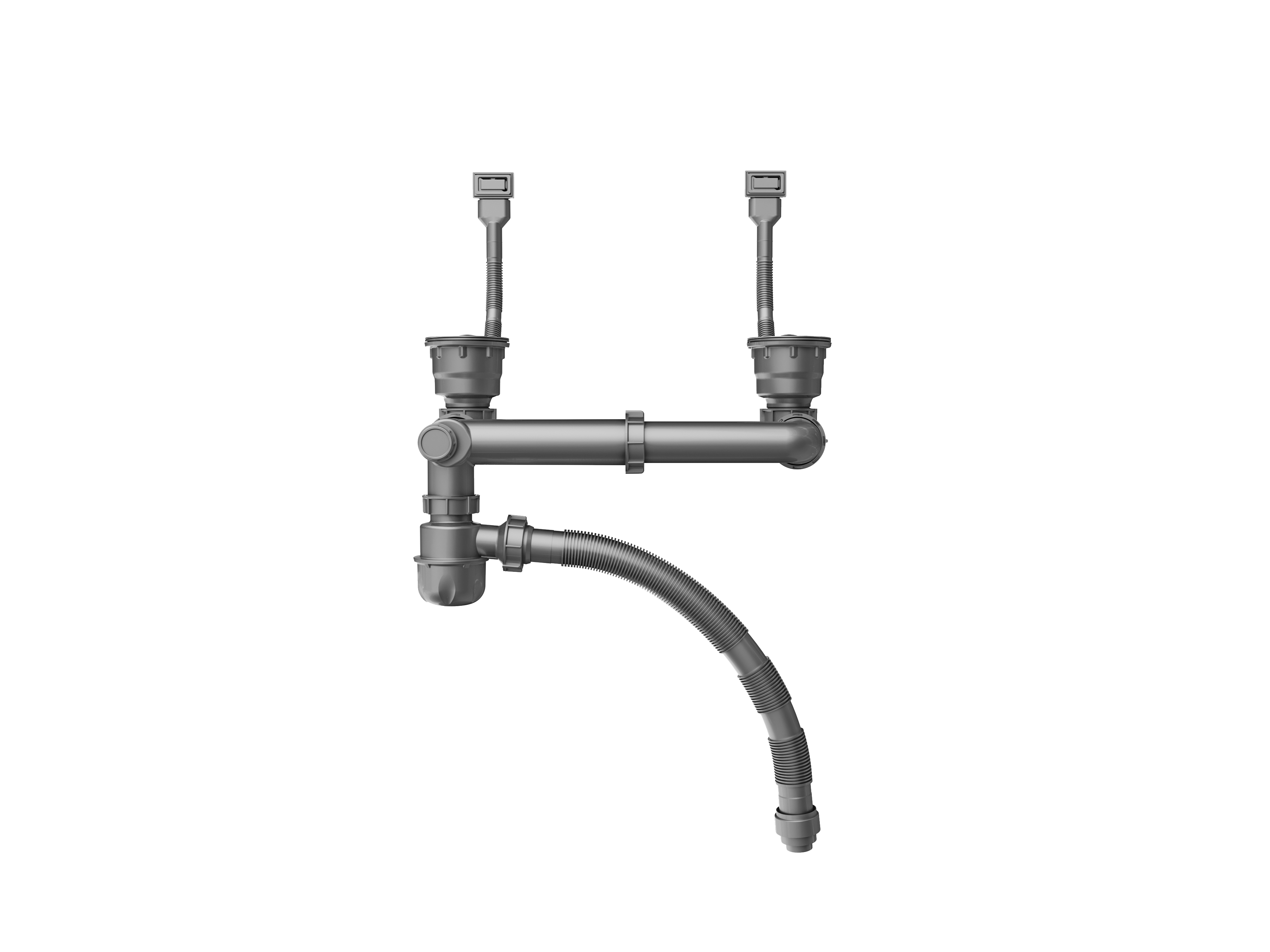 D20-10 manual waste and overflow set for double bowl and dishwasher drains