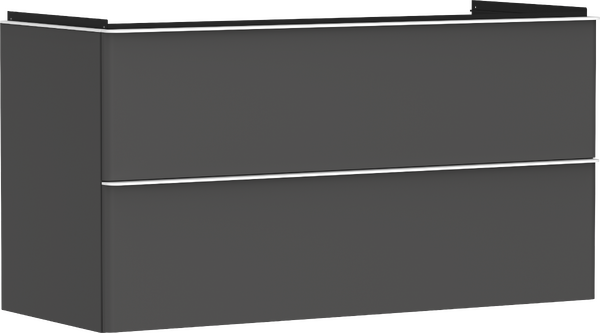 Meuble bas pour plan vasque 1180/475, 2 tiroirs, caisson Gris mat Blanc mat