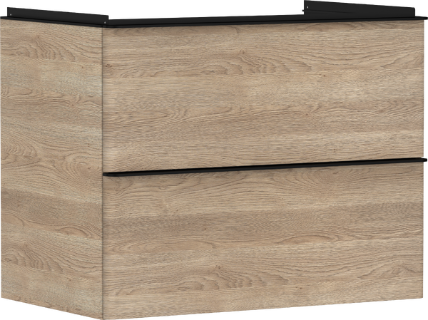 Waschtischunterschrank Eiche Natur 780/475 mit 2 Schubkästen für Waschtisch Mattschwarz