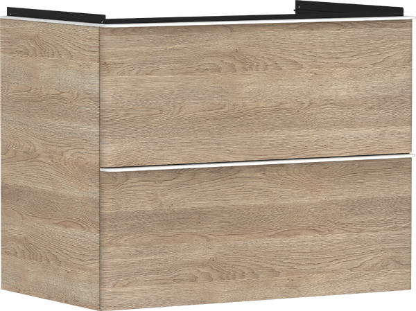 Waschtischunterschrank Eiche Natur 780/475 mit 2 Schubkästen für Waschtisch Mattweiß