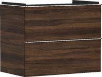 Meuble bas pour plan vasque 780/475, 2 tiroirs, caisson Noyer foncé