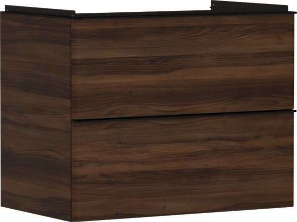 Waschtischunterschrank Nussbaum Dunkel 780/475 mit 2 Schubkästen für Waschtisch Mattschwarz