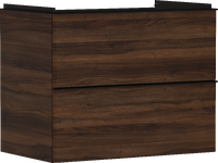 Meuble bas pour plan vasque 780/475, 2 tiroirs, caisson Noyer foncé