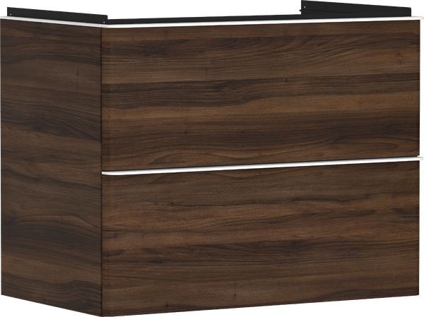 Waschtischunterschrank Nussbaum Dunkel 780/475 mit 2 Schubkästen für Waschtisch Mattweiß