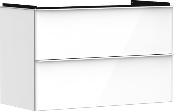 Vanity unit High Gloss White 980/475 with 2 drawers for wash basin Matt White