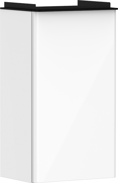 Waschtischunterschrank Weiß Hochglanz 340/245 für Handwaschbecken, Türanschlag rechts Mattschwarz