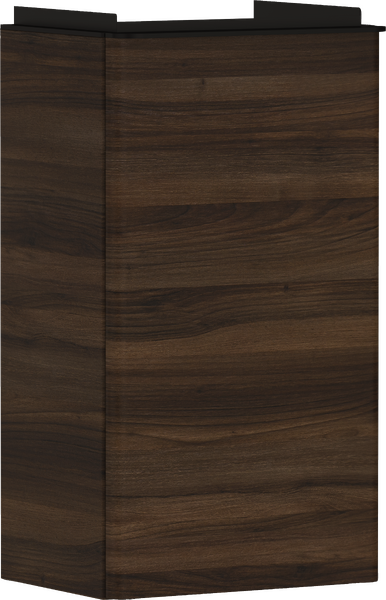 Waschtischunterschrank Nussbaum Dunkel 340/245 für Handwaschbecken, Türanschlag rechts Mattschwarz