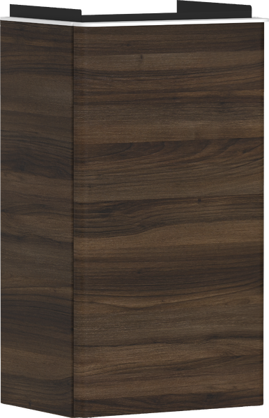 Waschtischunterschrank Nussbaum Dunkel 340/245 für Handwaschbecken, Türanschlag rechts Mattweiß