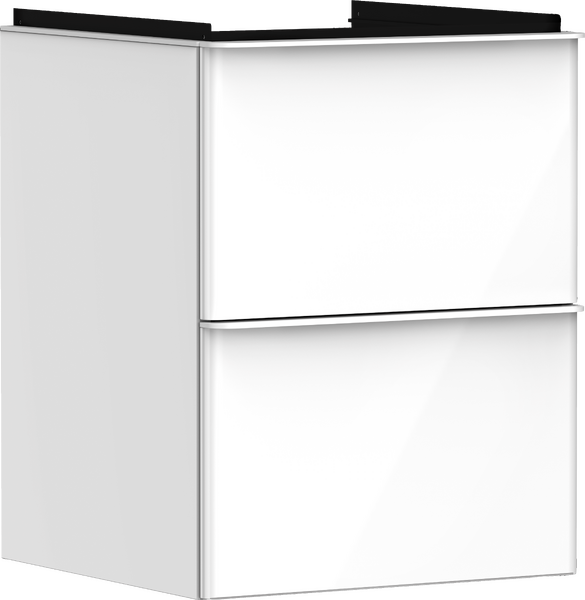 badmeubel High Gloss White 480/475 met 2 lades voor wastafel, oppervlak greep: Mat wit