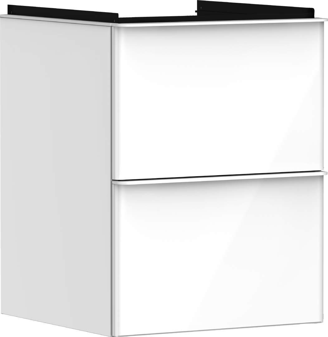 Waschtischunterschrank Weiß Hochglanz 480/475 mit 2 Schubkästen für Handwaschbecken