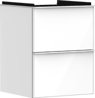 Waschtischunterschrank Weiß Hochglanz 480/475 mit 2 Schubkästen für Handwaschbecken