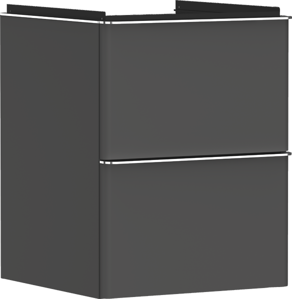 badmeubel Diamond Matt Grey 480/475 met 2 lades voor wastafel, oppervlak greep: chroom