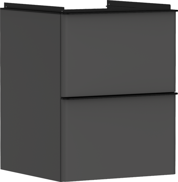 badmeubel Diamond Matt Grey 480/475 met 2 lades voor wastafel, oppervlak greep: Mat zwart