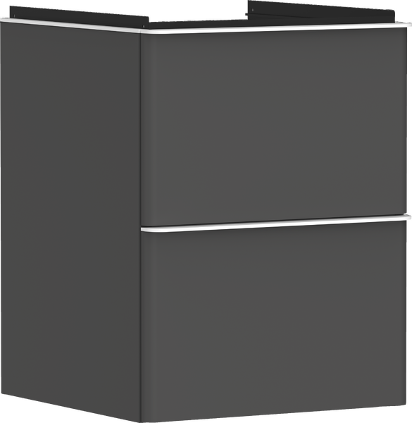 badmeubel Diamond Matt Grey 480/475 met 2 lades voor wastafel, oppervlak greep: Mat wit