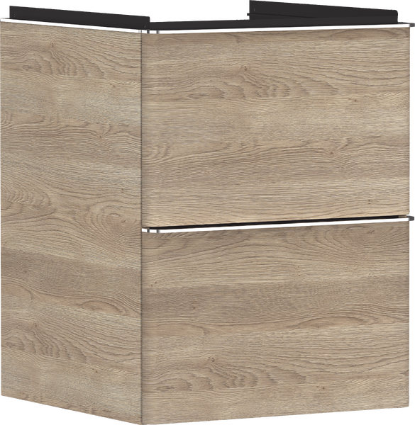 badmeubel Diamond Natural Oak 480/475 met 2 lades voor wastafel, oppervlak greep: chroom