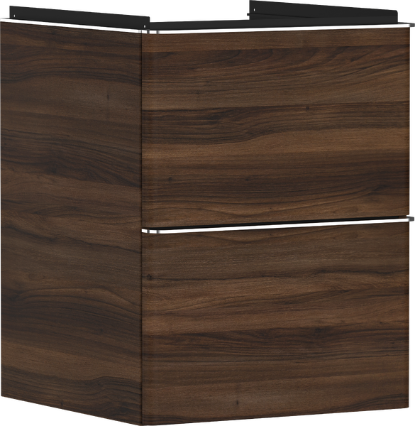badmeubel Dark Walnut 480/475 met 2 lades voor wastafel, oppervlak greep: chroom
