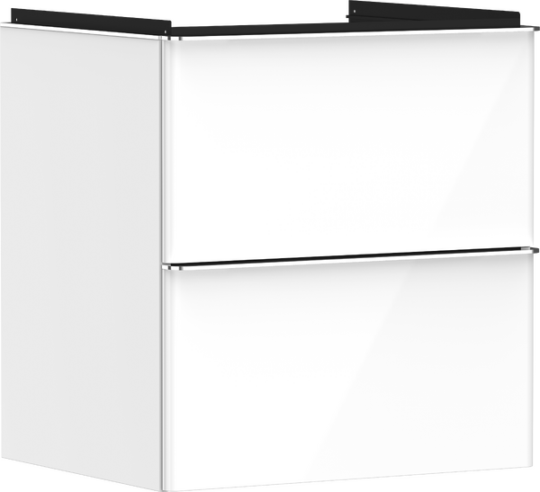Vanity unit High Gloss White 580/475 with 2 drawers for wash basin Chrome