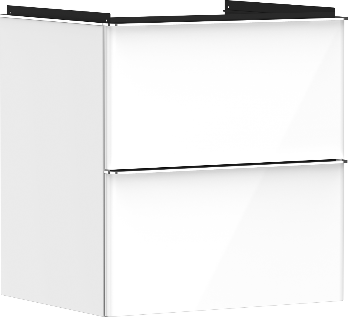 Waschtischunterschrank Weiss Hochglanz 580/475 mit 2 Schubkästen für Waschtisch