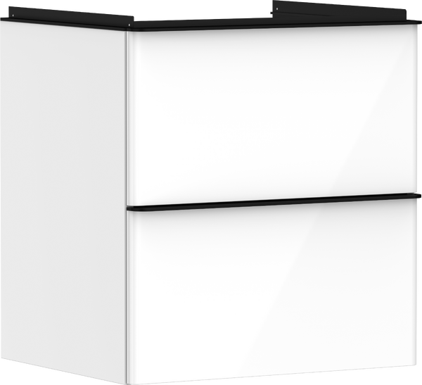 Vanity unit High Gloss White 580/475 with 2 drawers for wash basin Matt Black