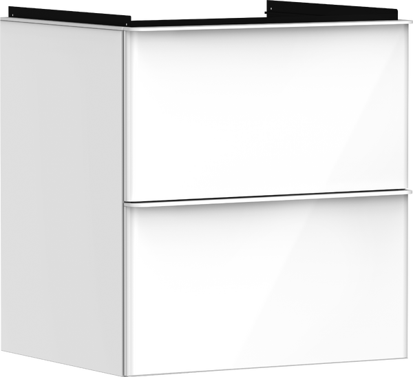 Vanity unit High Gloss White 580/475 with 2 drawers for wash basin Matt White