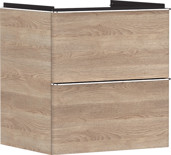 Vanity unit Natural Oak 580/475 with 2 drawers for wash basin Chrome