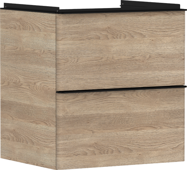 Vanity unit Natural Oak 580/475 with 2 drawers for wash basin Matt Black
