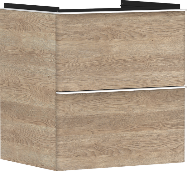 Vanity unit Natural Oak 580/475 with 2 drawers for wash basin Matt White