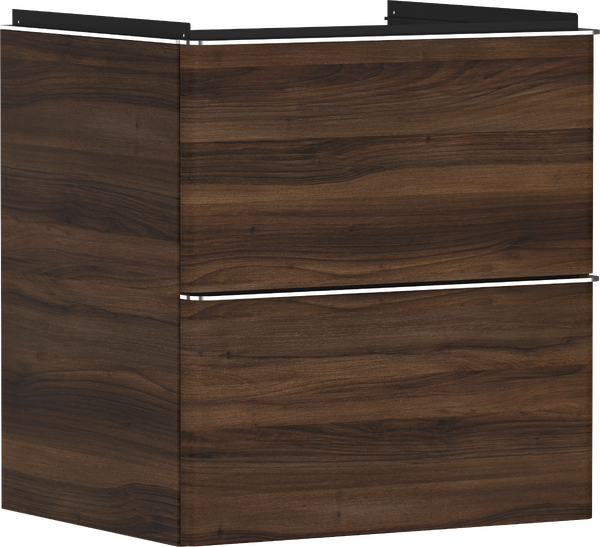 Vanity unit Dark Walnut 580/475 with 2 drawers for wash basin Chrome