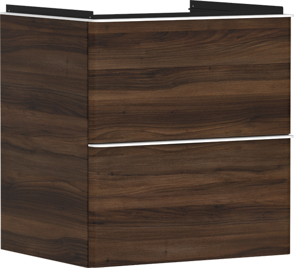 Vanity unit Dark Walnut 580/475 with 2 drawers for wash basin Matt White