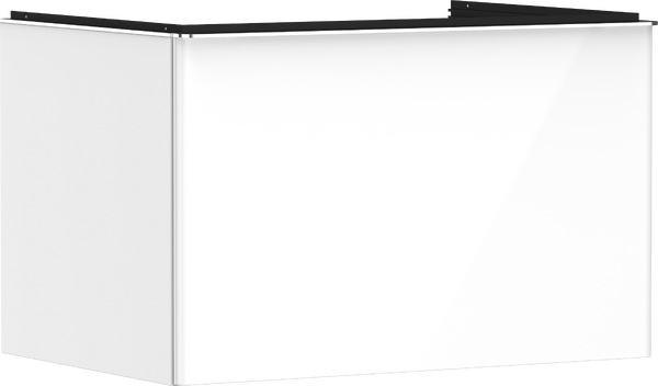 Meuble bas 780/550 pour lavabo à poser Xelu Q avec 1 tiroir, caisson Blanc brillant