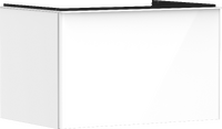 Mueble de baño blanco de alto brillo 780/550 con 1 cajón para consolas con recorte en el centro