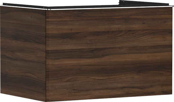 Meuble bas 780/550 pour lavabo à poser Xelu Q avec 1 tiroir, caisson Noyer foncé
