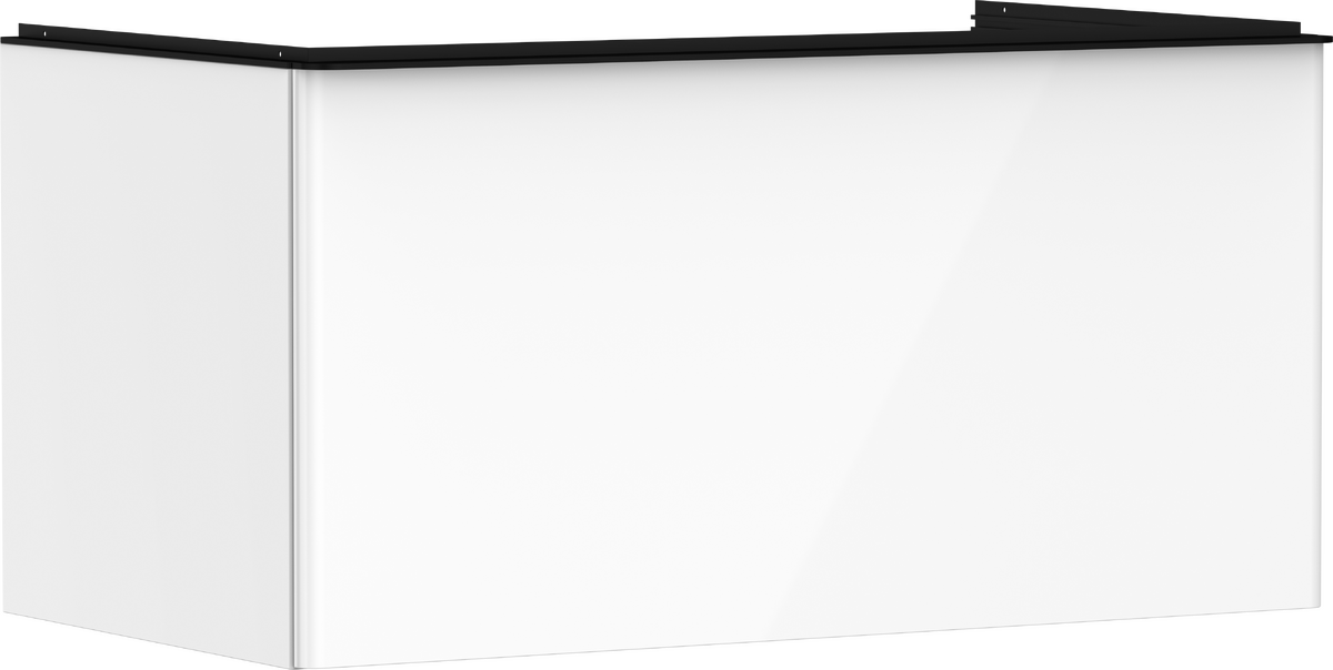 Mueble de baño blanco de alto brillo 980/550 con 1 m cajón para consolas con lavabo sobre encimera