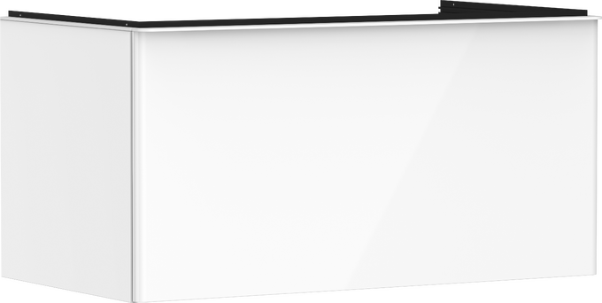 Vaskeskab hvid højglans 980/550 med 1 skuffe til bordplade og bordmonteret vask med slebet underside