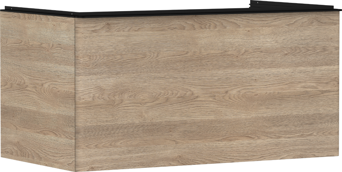 Mueble de baño roble natural 980/550 con 1 cajón para consolas con lavabo sobre encimera