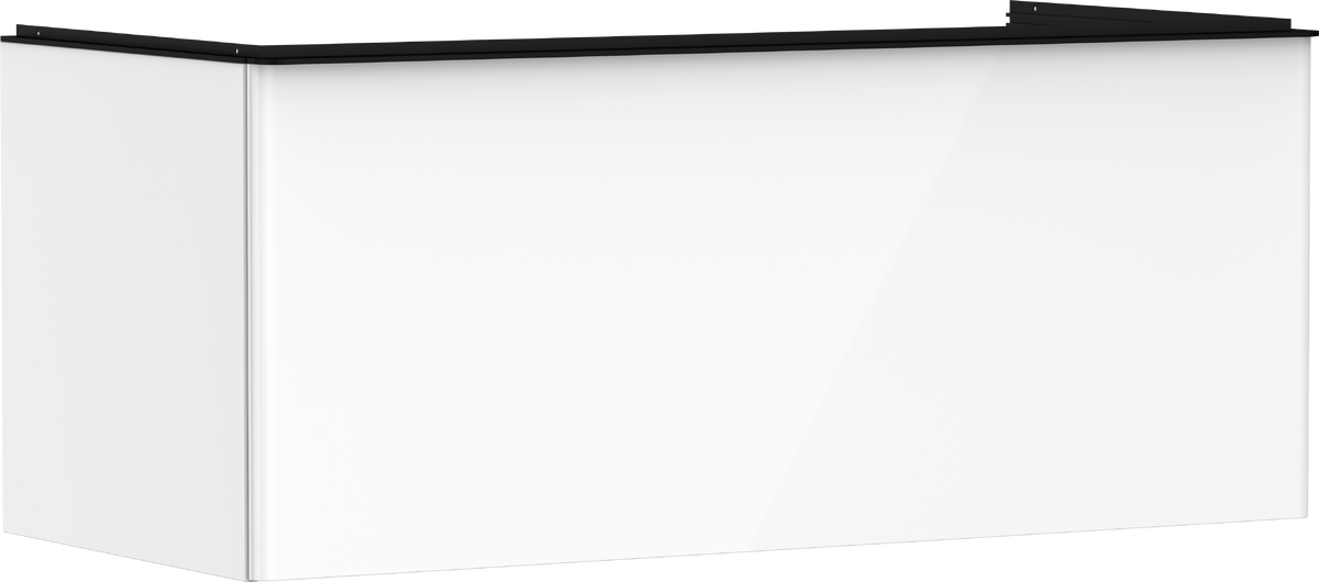 Mueble de baño blanco de alto brillo 1180/550 con 1 m cajón para consolas con lavabo sobre encimera