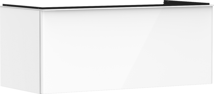Vaskeskab hvid højglans 1180/550 med 1 skuffe til bordplade og bordmonteret vask med slebet underside