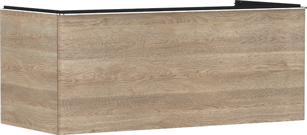 Meuble bas 1180/550 pour lavabo à poser Xelu Q avec 1 tiroir, caisson Chêne clair naturel