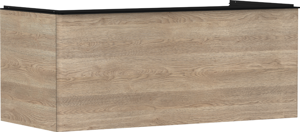Mueble de baño roble natural 1180/550 con 1 cajón para consolas con lavabo sobre encimera